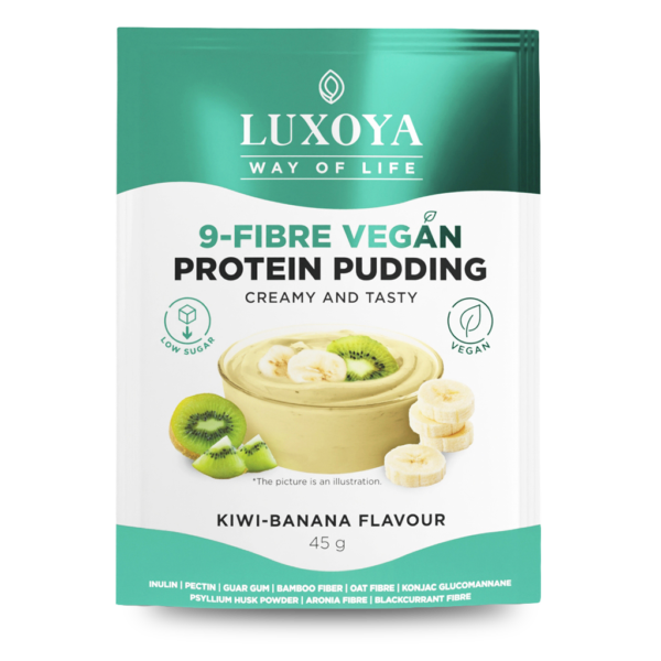9-FIBRE VEGAN PROTEIN PUDDING - VEGÁN FEHÉRJÉT TARTALMAZÓ ROSTPUDING 9 FÉLE NÖVÉNYI ROSTTAL 45 g - Kivi-banán ízű